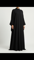 Pitch Black Crepe Abaya