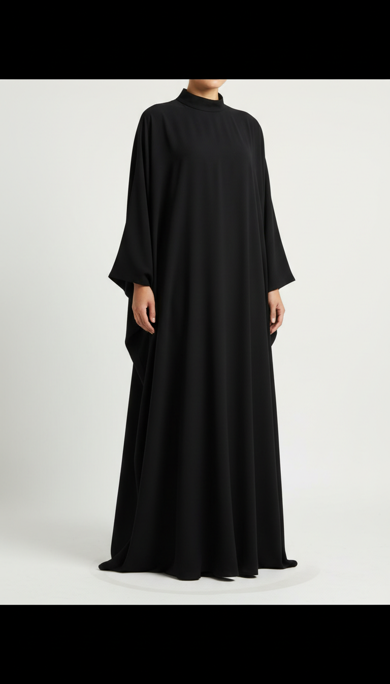 Pitch Black Crepe Abaya