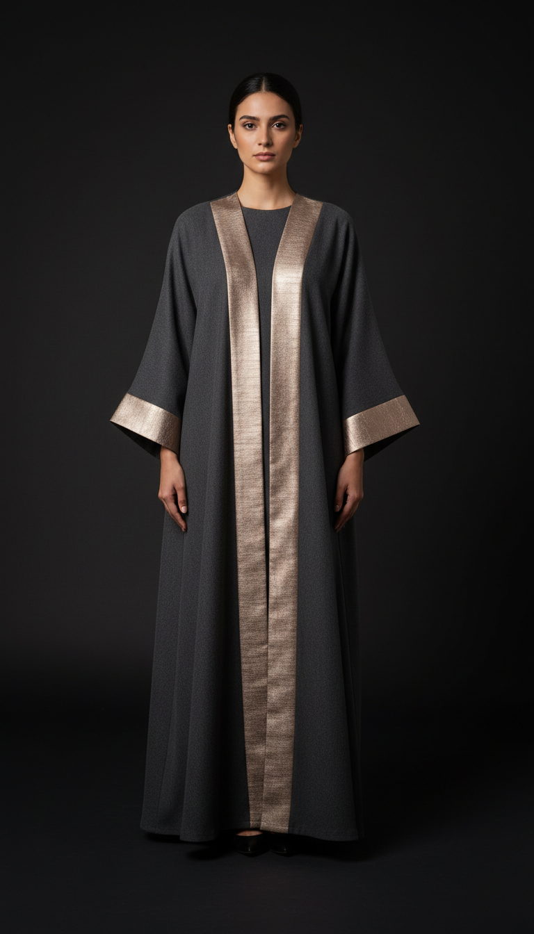Champagne Bronze Accent Wool Abaya